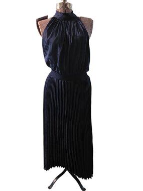 WHBM Sleeveless Pleated Blouson Halter Midi Dress Size 6